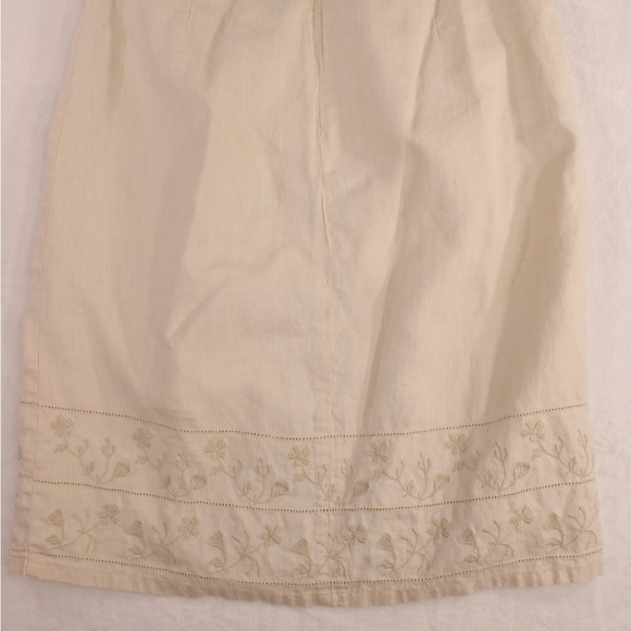 100%‎ Linen Women's 8 Old Navy Embroidered Floral Cream Pencil Skirt - Picture 7 of 10
